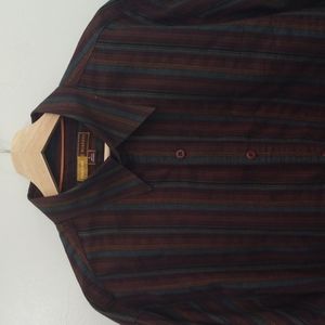 Territory Reserve Brown/Teal/Gold Stripe Cotton Shirt (Large)